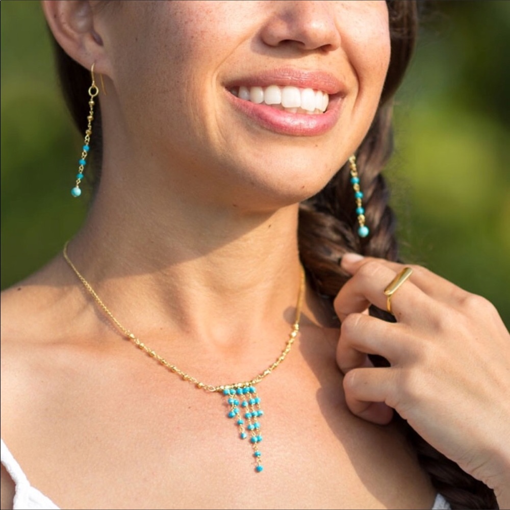 14KGP 925 Sterling Silver Necklace And Earrings